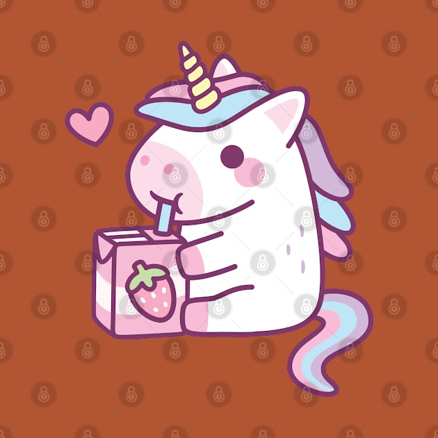 Cute Little Unicorn Loves Strawberry Milk by rustydoodle