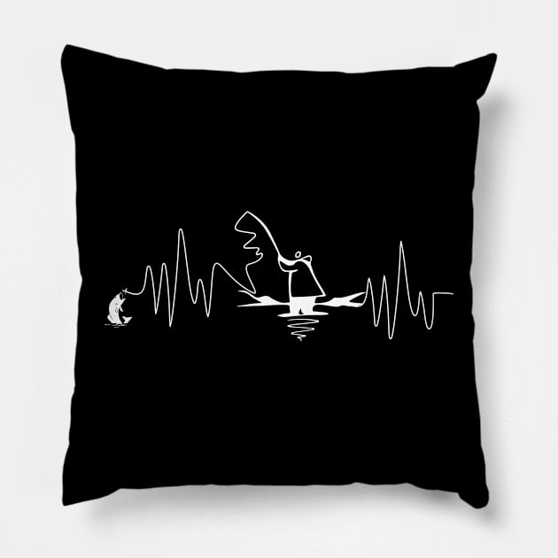 Fishing heartbeat Pillow by MarrinerAlex