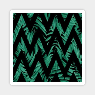 Palm Leaves Zig Zag Line (Black) Magnet