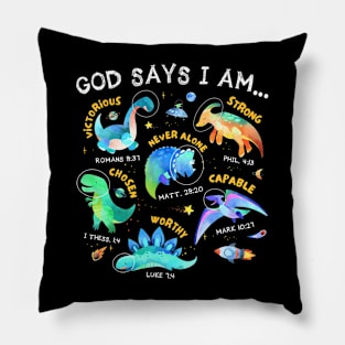 Outer Space Dinosaur Bible Christian Kids Pillow