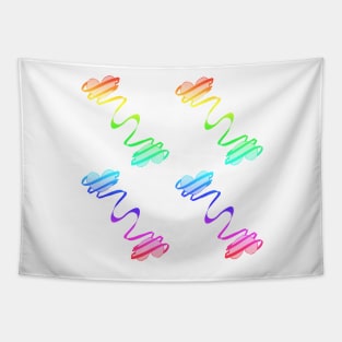 Rainbow Hearts With Ribbons Tapestry