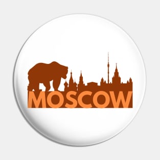 Moscow Skyline and Russian Bear Pin