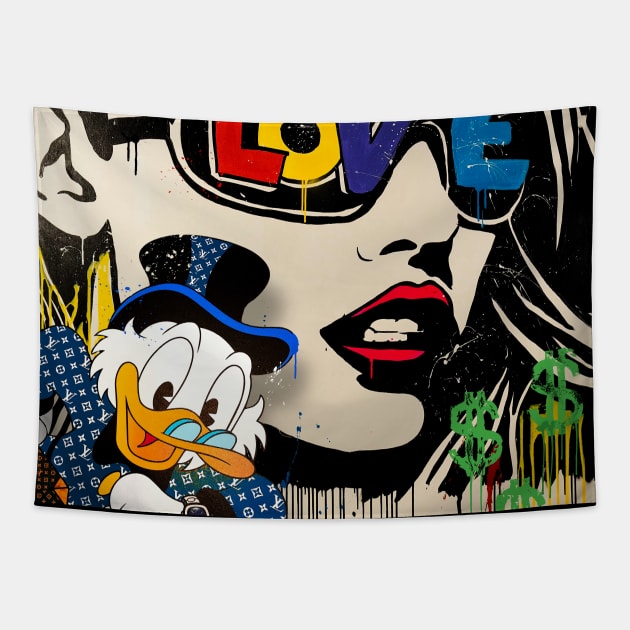 Scrooge McDuck pop art Tapestry by christian@heltsort.com