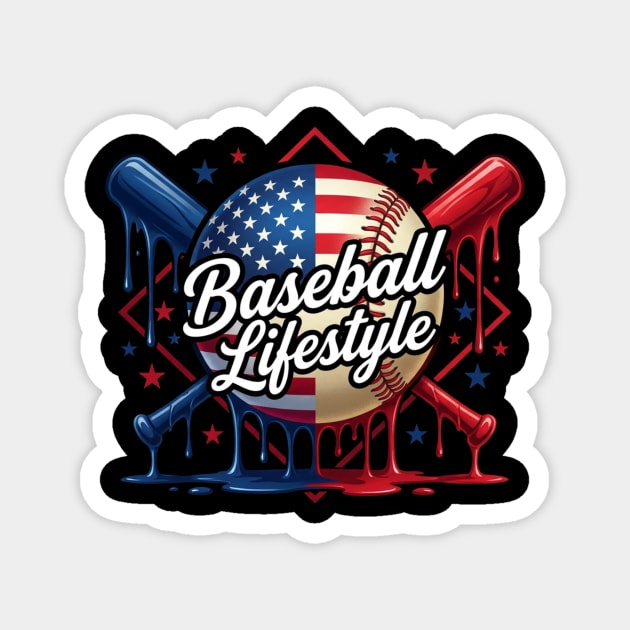 Baseball Lifestyle Patriotic Baseball Fan Magnet by ArtistTee ⭐⭐⭐⭐⭐