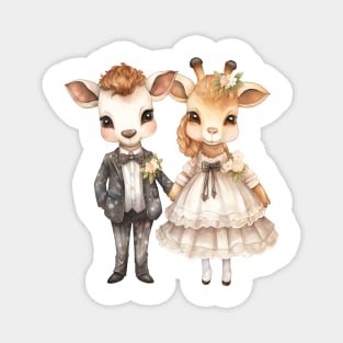 Giraffe Couple Gets Married Magnet