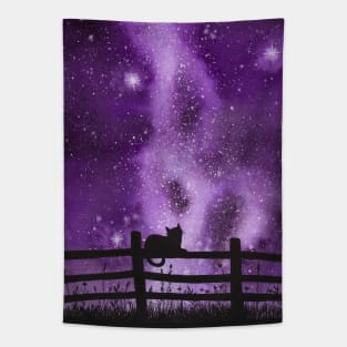 Night full of Sky Purple Watercolor Galaxy Painting Tapestry