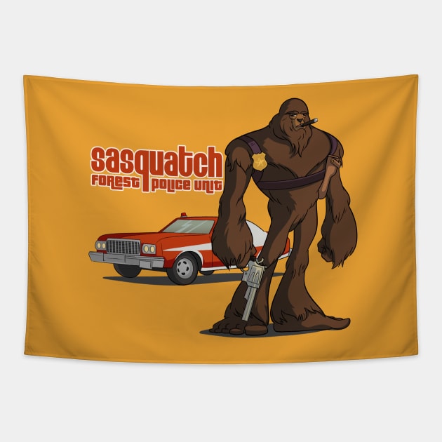 Sasquatch - Forest Police Unit Tapestry by Those Conspiracy Guys