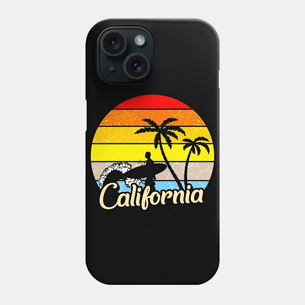 California Beach Surfing Phone Case by Mila46