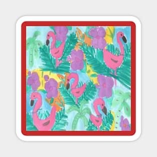 Flamingo Paradise Print Magnet