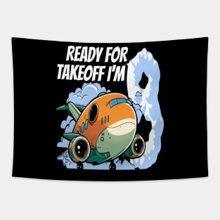 Ready for Takeoff I'm 8 - 8nd Birthday Boy Airplane Theme Tapestry