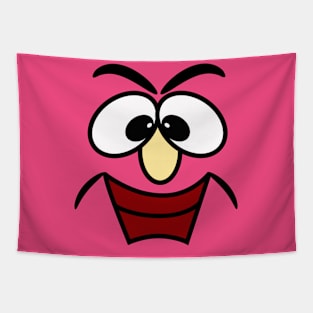 Contented Funny Face Cartoon Emoji With Red Lips Tapestry