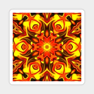 Psychedelic Kaleidoscope Orange and Yellow Magnet