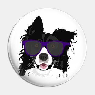 Funny Border Collie With Hip Cool Sunglasses Design Pin