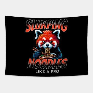 Red Panda Eating Ramen Tapestry