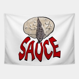 SAUCE - Beef pie - meat pie - graphic text Tapestry