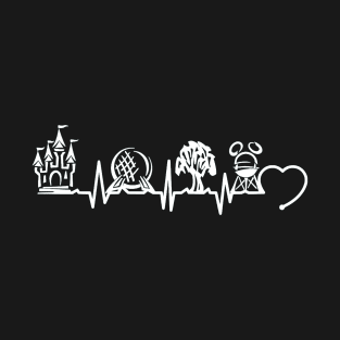 Four theme parks heartbeat T-Shirt