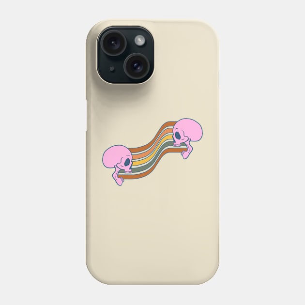 Skull Retro Rainbow Stripe Phone Case by Carabara Designs