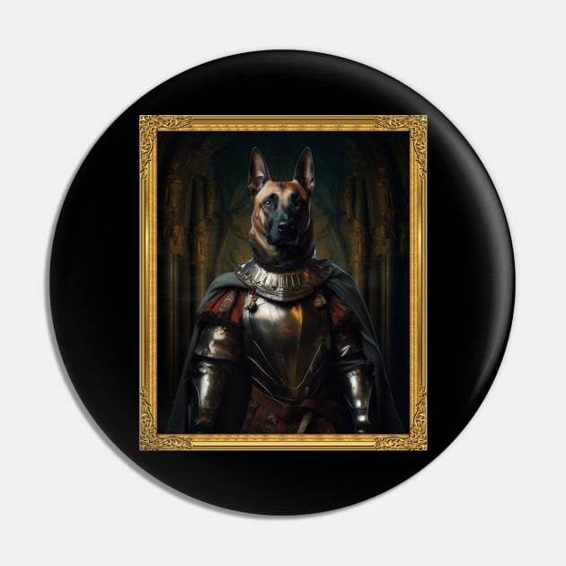 Gallant Belgian Malinois - Medieval Knight (Framed) Pin by HUH? Designs