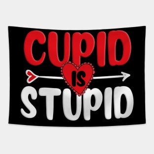 Funny Cupid Is Stupid Vintage Anti Valentine Day Single Gift Tapestry