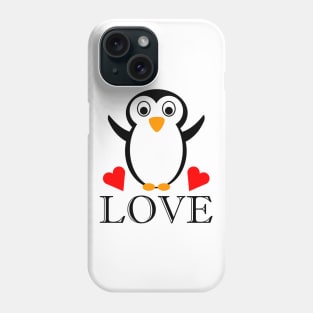 Cute Penguin with Heart and Love Phone Case