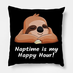 Sloth Nap Gift Happy Hour Slacker Lazy Sloth Girl & Women Pillow