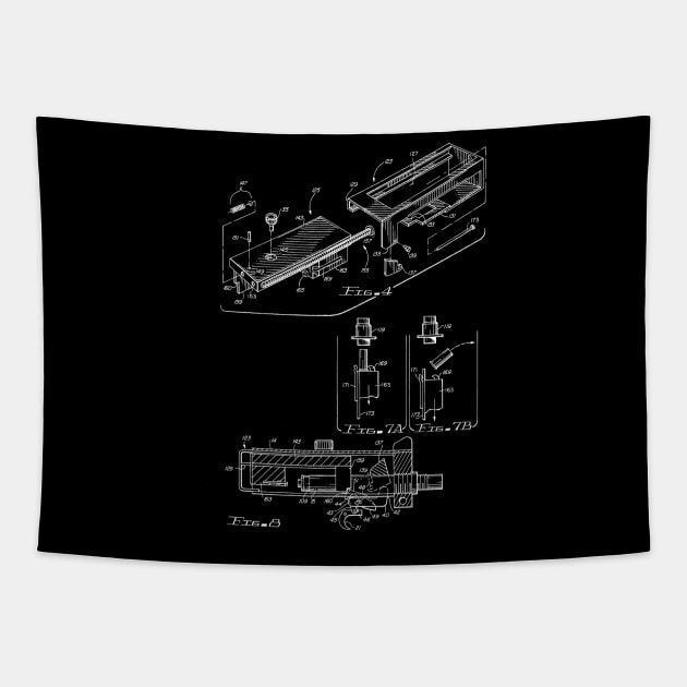 Machine Gun Adaptor Vintage Patent Drawing Tapestry by TheYoungDesigns