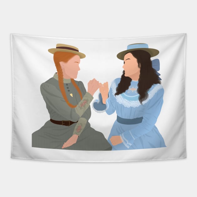 Anne and Diana Pinky Swear Oath Promise Fan Art Tapestry by senaeksi