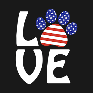 American Flag Cat Dog Love T-Shirt