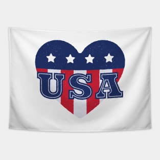 USA Heart Love - 4th July, Independence Day Gift Tapestry