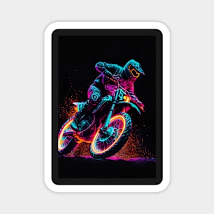 Dirt bike - purple and teal neon Magnet