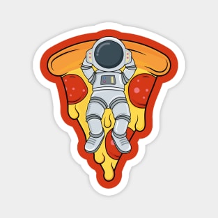 Cute astronaut sleeping in pizza cartoon Magnet