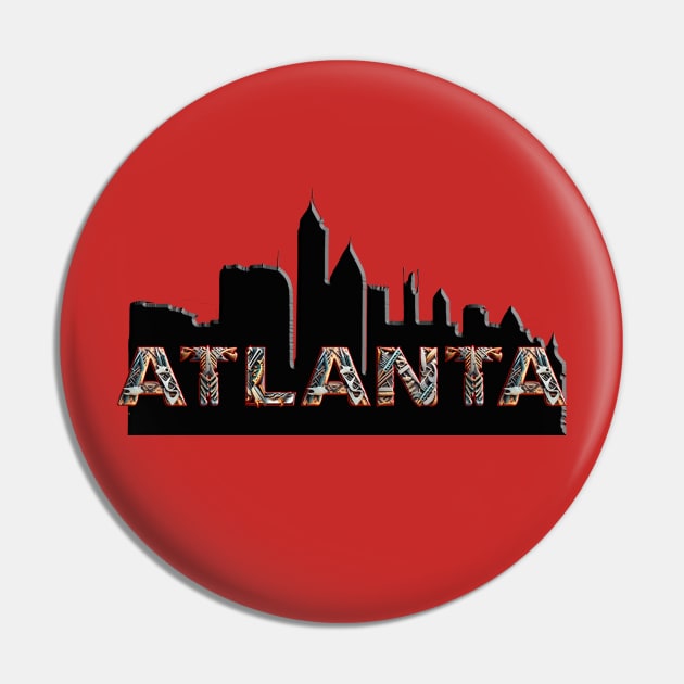 Atlanta Skyline Silhouette Pin by ToochArt