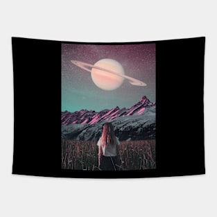 Saturn Moon - Space Aesthetic, Retro Futurism, Sci Fi Tapestry