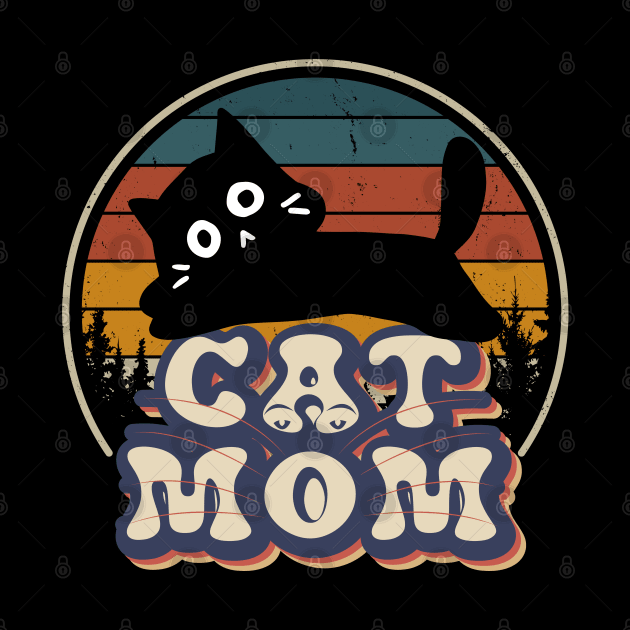 Cat Mom  Retro Funny Cat Mom Mothers Day by Peter smith