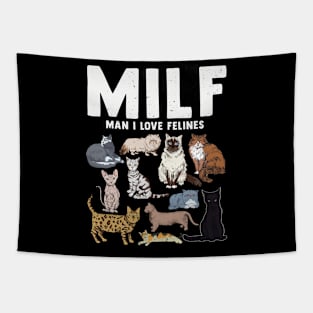 MILF Man I Love Felines Golden Text Tapestry