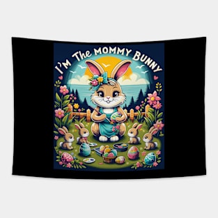 Adorable Mommy Bunny and Babies Springtime Love Design Tapestry