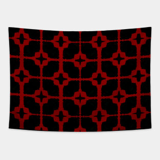 Red and Black Geometric Pattern Tapestry