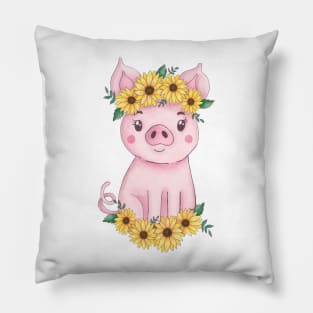 Cute Sunflower Pig Pillow