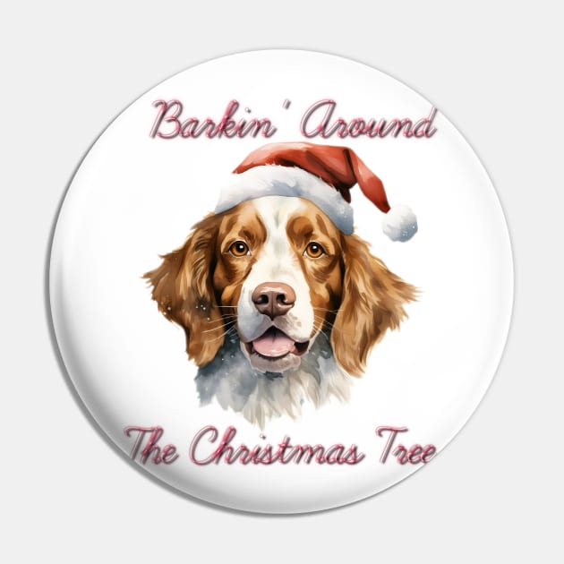 Christmas Brittany Spaniel Dog in Santa Hat Pin by Pawsitive Curios