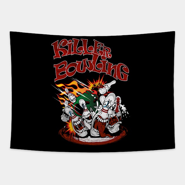 Killer Bowling Pins Fun Tapestry by RockabillyM