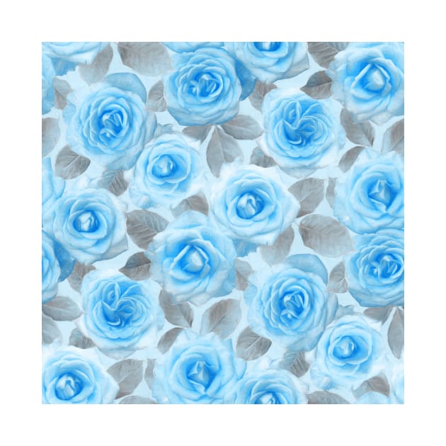 Painted Roses in Blue & Grey by micklyn