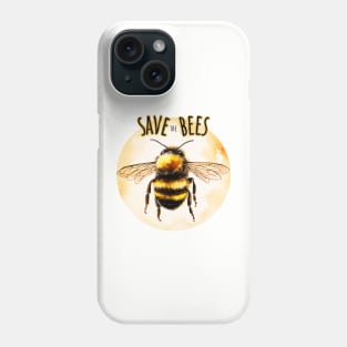 Save the Bees with Moon In Background Phone Case