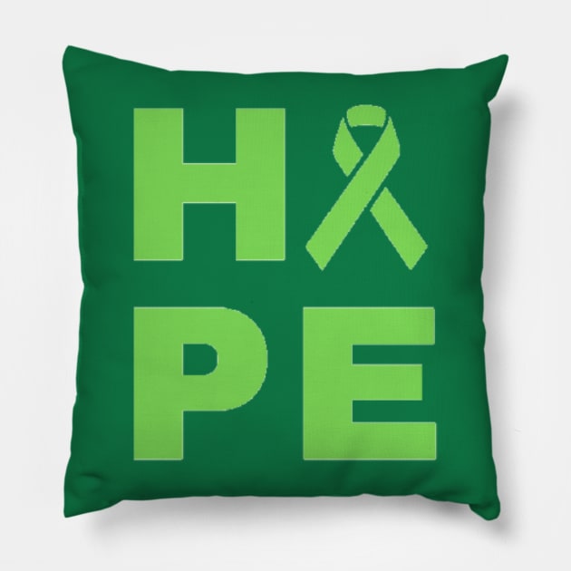 Hope Awareness Ribbon (Green) Pillow by CaitlynConnor