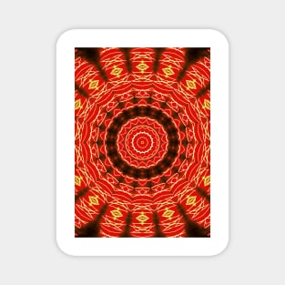 Fire Red Vibrant Mandala Pattern Magnet