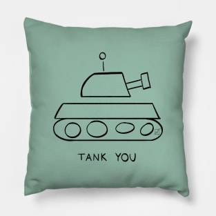Tank You - Line Drawing - Simple Minimalistic Funny Pun Joke Pillow