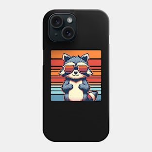 Cool Retro Raccoon in Sunglasses 70s 80s 90s Funny Raccoon Phone Case