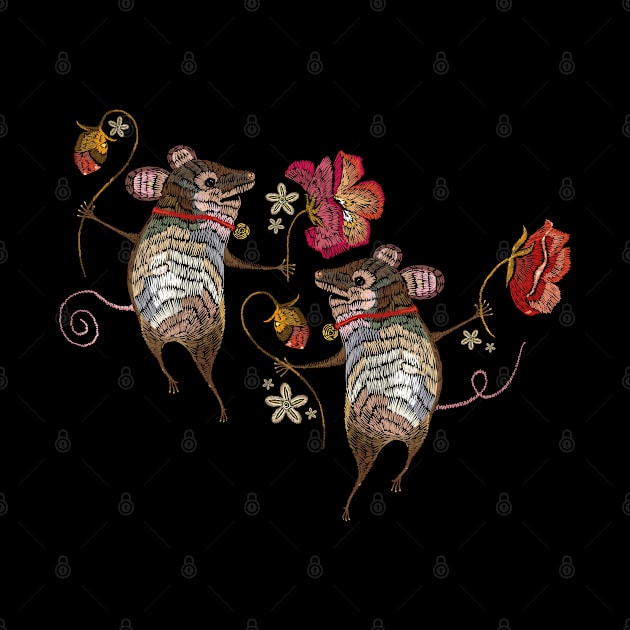 Two Mice Embroidery by Mako Design 