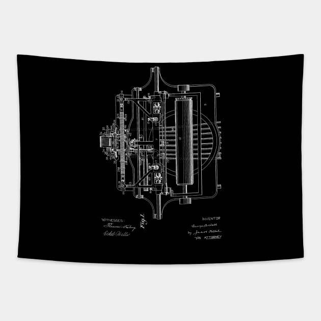 Typewriter Vintage Patent Hand Drawing Tapestry by TheYoungDesigns