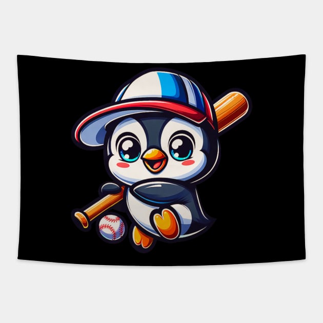 Baseball penguin Tapestry by Dreamsbabe