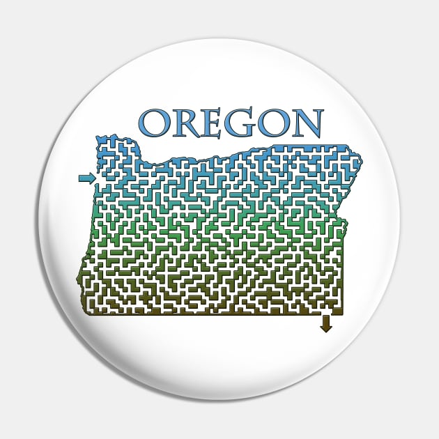 State of Oregon Colorful Maze Pin by gorff